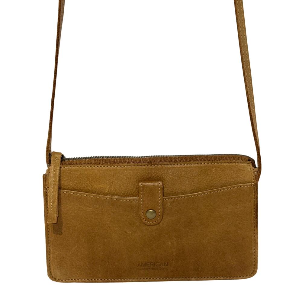 American Leather Co Small Cognac Brown Soft Leather Handbag Crossbody - Picture 1 of 9